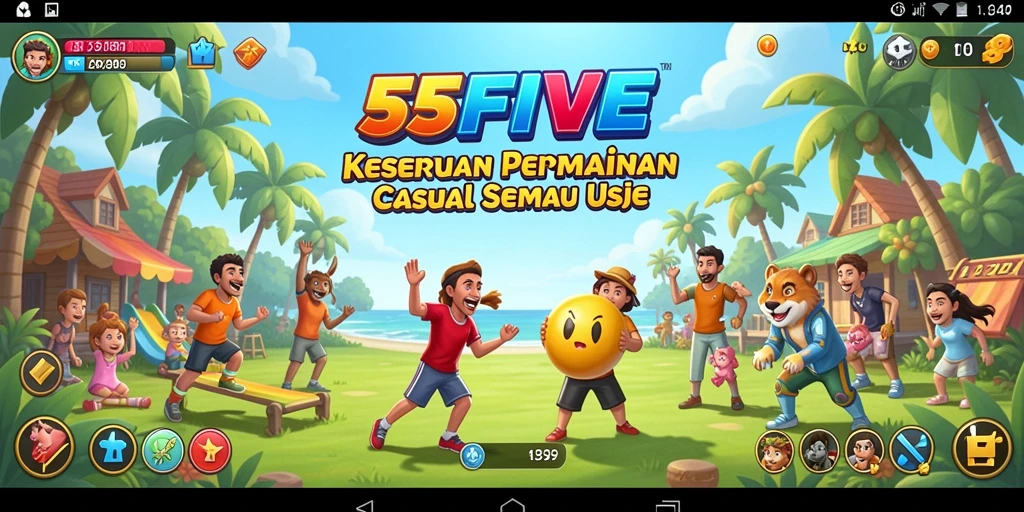 Tampilan gameplay 55FIVE yang seru dan penuh warna.