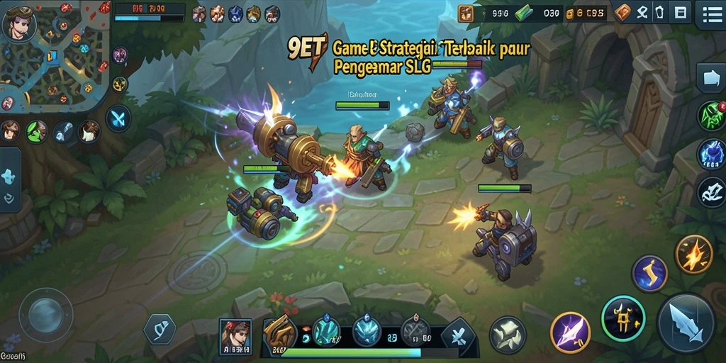 Screenshot gameplay 9ET yang menampilkan pertempuran strategis.