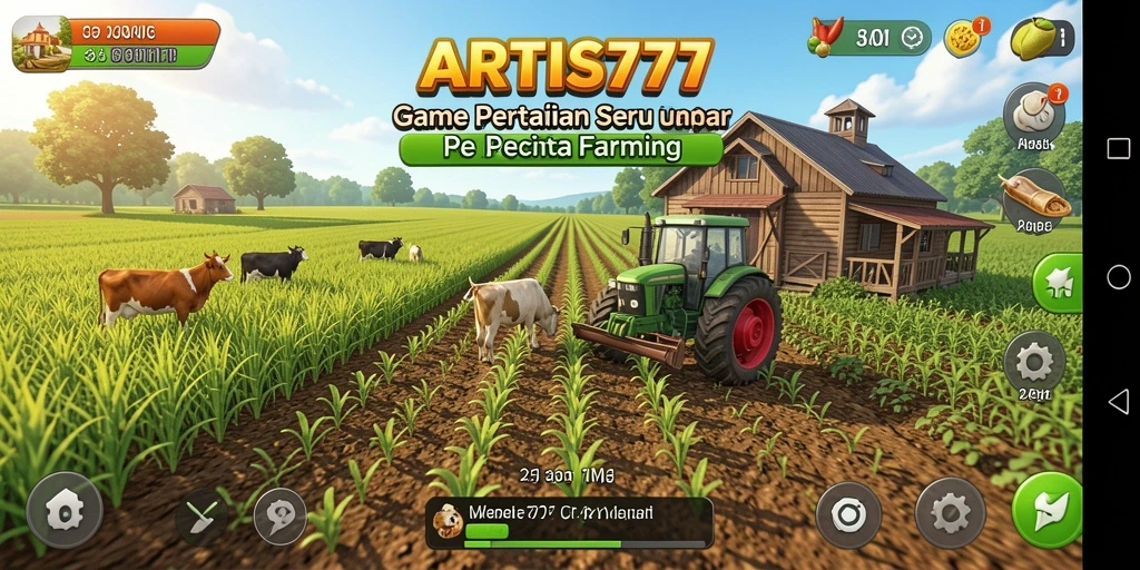 Tampilan gameplay seru dari ARTIS777 dengan aktivitas bertani.