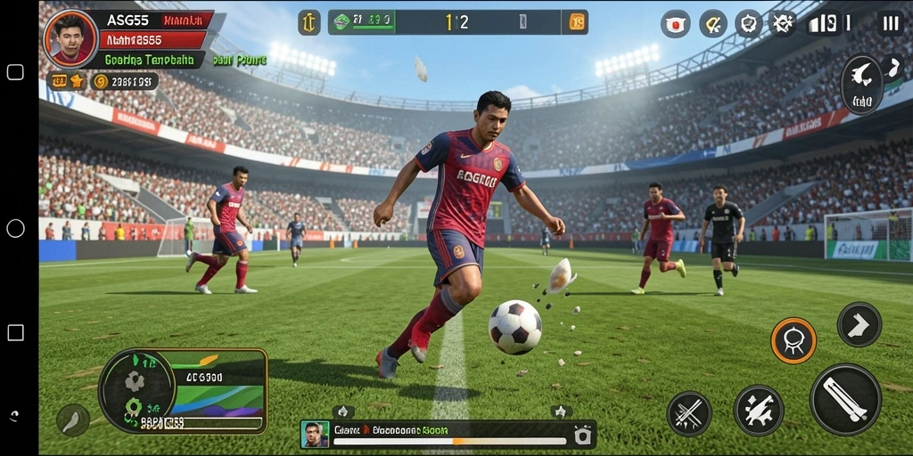 Tampilan gameplay seru dari ASG55 dengan aksi olahraga yang mendebarkan.