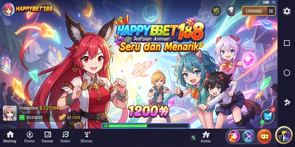 Tampilan gameplay seru di <strong>HAPPYBET188</strong> dengan karakter Anime menarik.